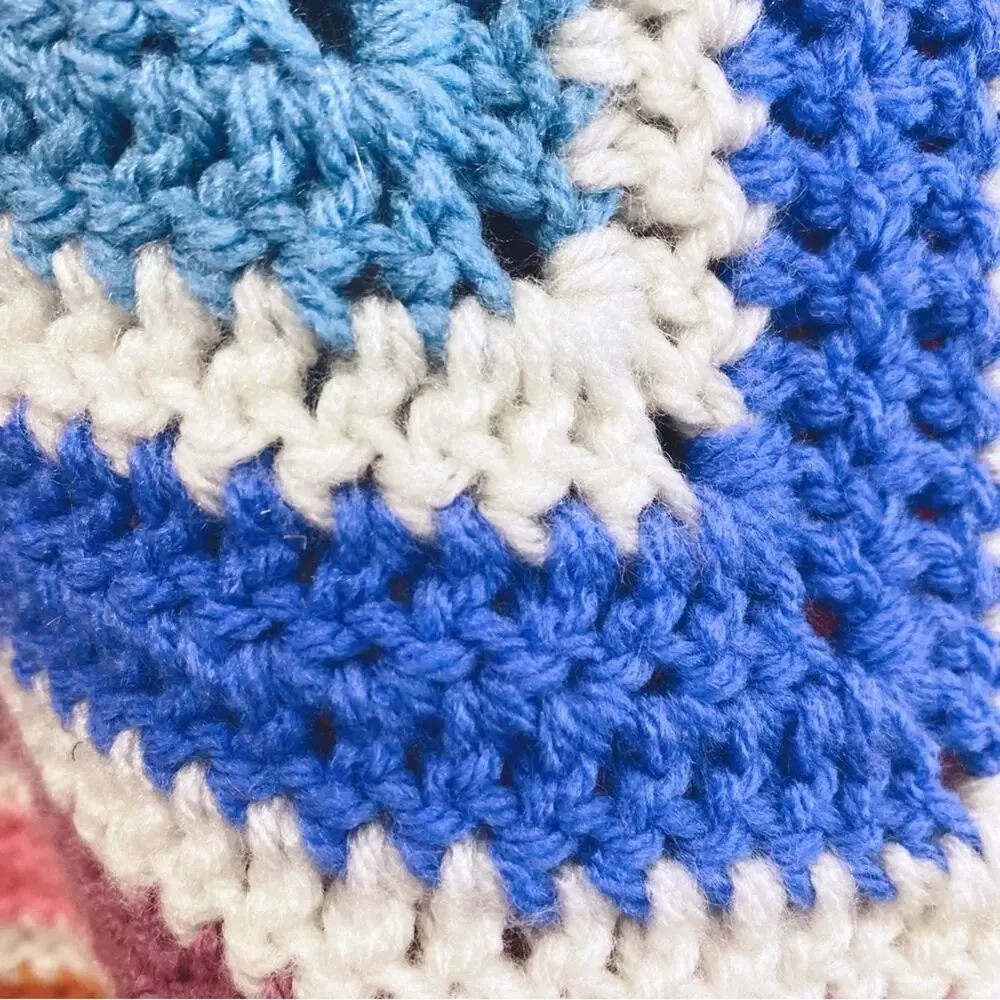 Hand knit centaur mandala multi color rainbow granny square afghan throw blanket